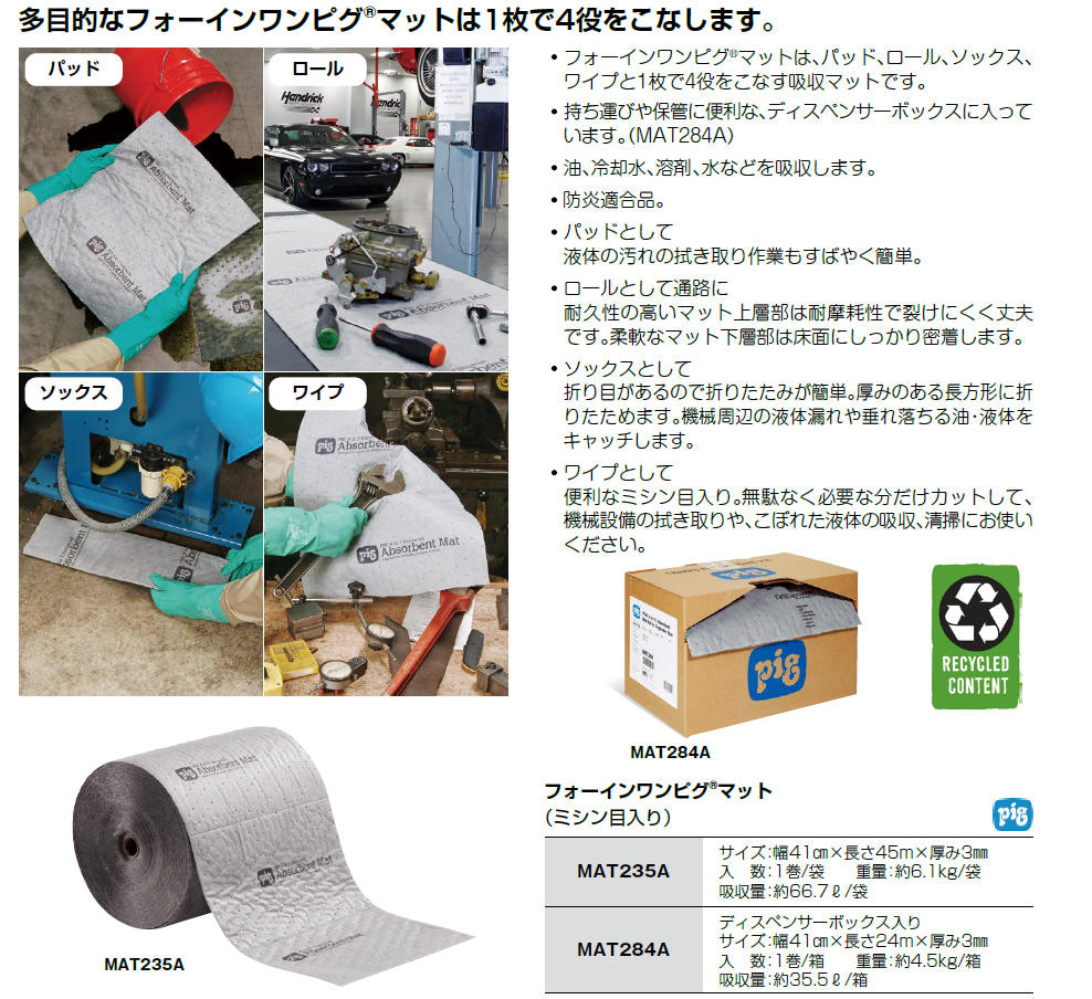 pig フォーインワンピグマット ミシン目入り (1袋(箱)=1巻入) MAT235A